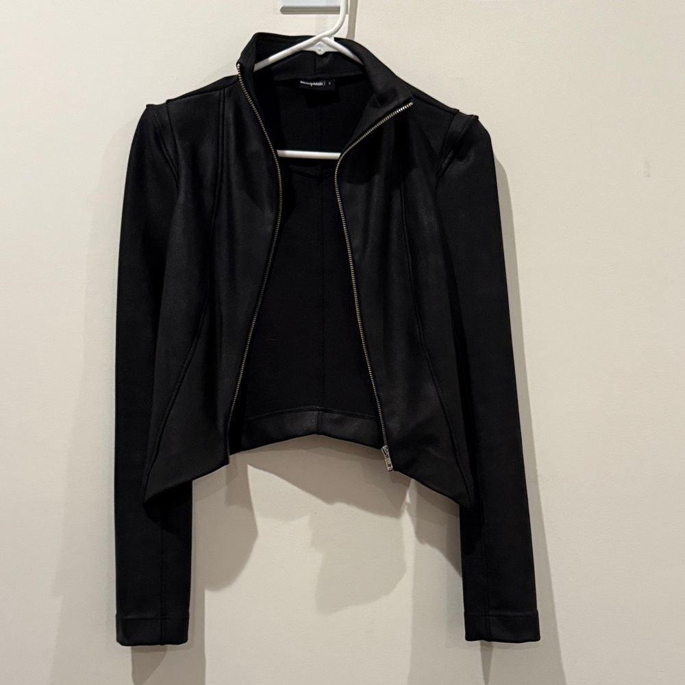 Blackmilk Black Cropped Leather Zip Jacket